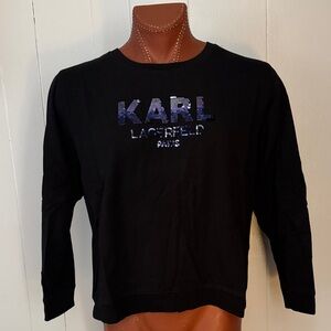Karl Lagerfeld Black and Blue Logo Sweatshirt
